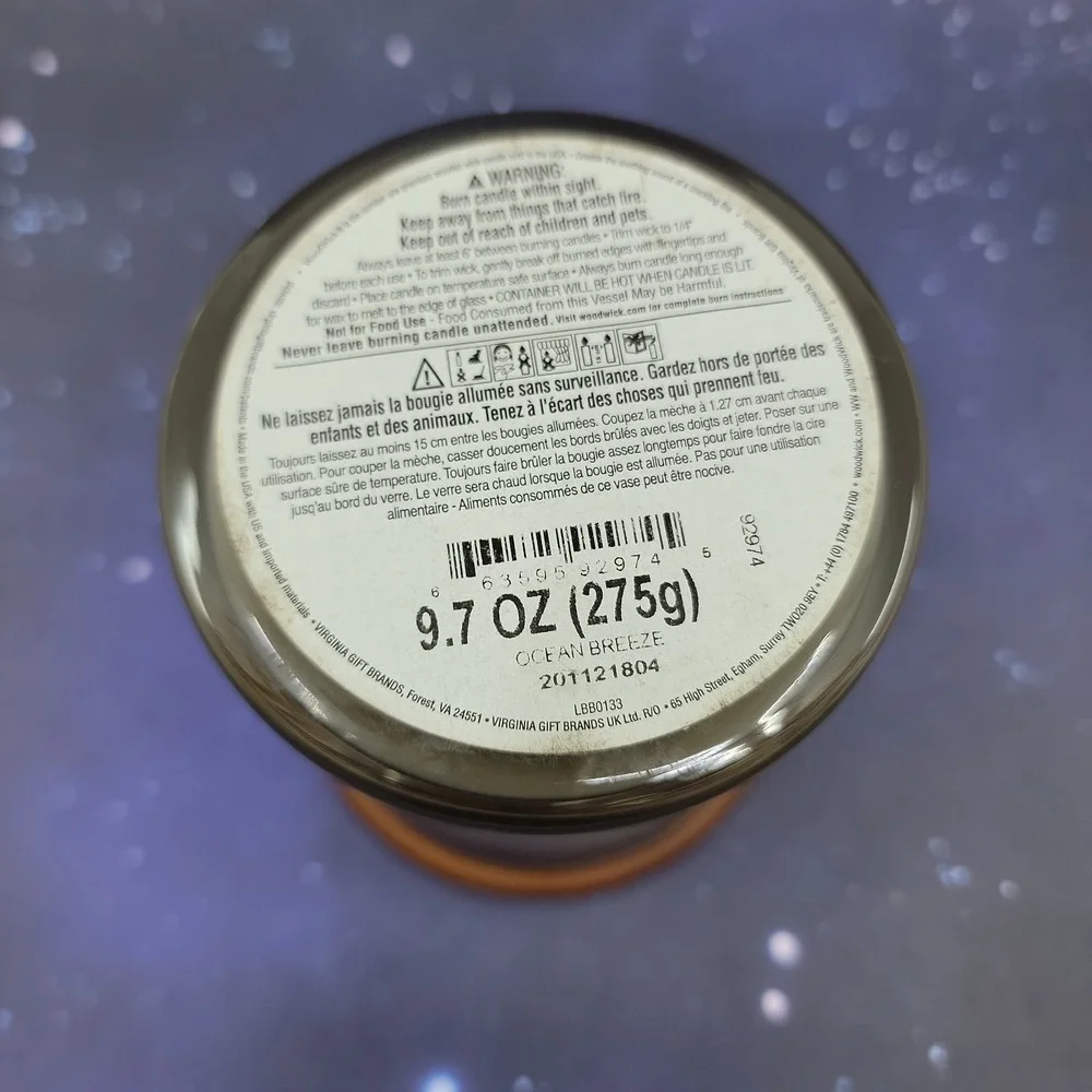 WoodWick Trilogy Vanilla Sea Salt Palm Leaf Sand Driftwood 9.7 Oz Jar Candle New
